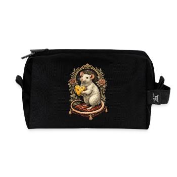 Rat de couleur Rat fantaisie Rat de la grande souris Rat domestique - Trousse de toilette en tissu recyclé - noir - Devant