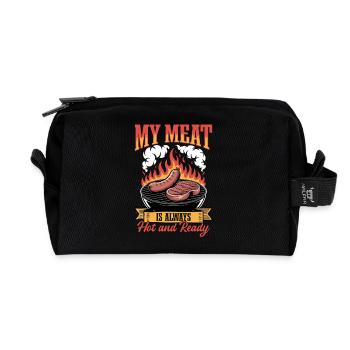 BBQ Grilling Meat Smoking Barbecue - Recycled Toiletry Zip Bag - black - Front