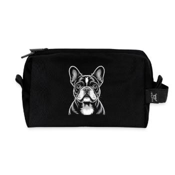 French Bulldog Frenchie - Recycled Toiletry Zip Bag - black - Front