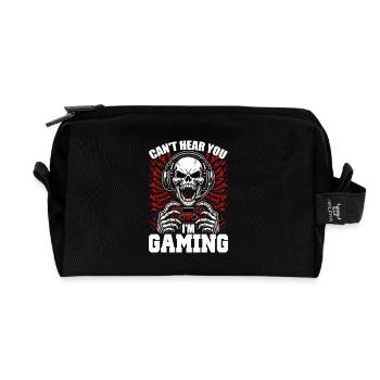 Totenkopf mit Gaming Controller Gamer Zocken - Recycelte Kulturtasche - Schwarz - Vorne