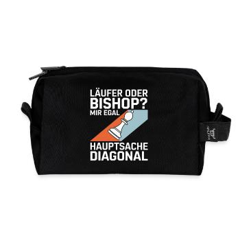 Läufer oder Bishop? Diagonal-Humor - Recycelte Kulturtasche - Schwarz - Vorne