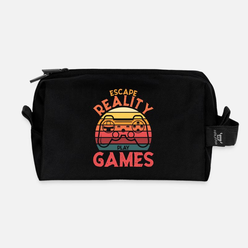 Escape Reality – Games & Play Retro Controller - Recycled Toiletry Zip Bag - black