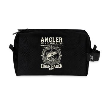 Angler Weil Alles Schoene Im Leben Einen Haken Hat - Recycelte Kulturtasche - Schwarz - Vorne