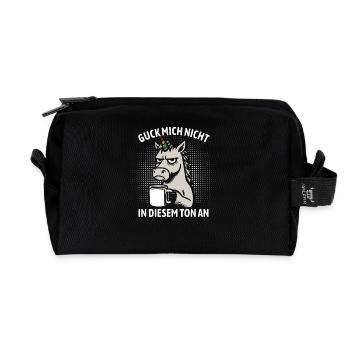 Guck mich nicht in diesem Ton an - Einhorn - Recycelte Kulturtasche - Schwarz - Vorne