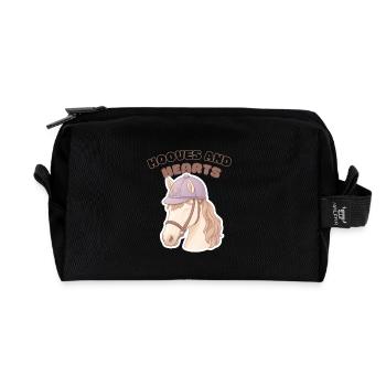 Sabots et Cœurs Amoureux des chevaux - Trousse de toilette en tissu recyclé - noir - Devant