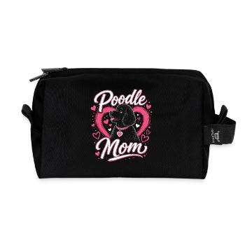 Pudel Mama Herzchen Design - Recycelte Kulturtasche - Schwarz - Vorne