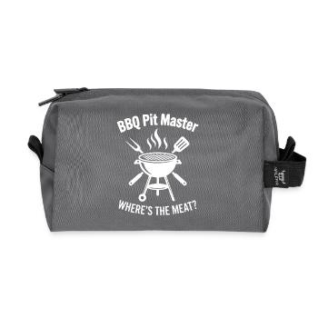 MAÎTRE DE LA FOSSE BARBECUE OÙ EST LA VIANDE Graphisme du grill - Trousse de toilette en tissu recyclé - anthracite - Devant