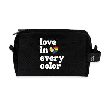 Cœur arc-en-ciel de l’amour dans toutes les couleurs LGBTQIA - Trousse de toilette en tissu recyclé - noir - Devant