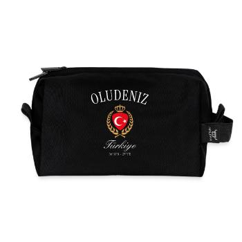 Ölüdeniz Türkei Wappen Krone – Reise Souvenir - Recycelte Kulturtasche - Schwarz - Vorne