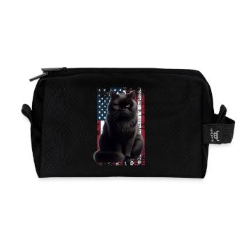 Grumpy Black Cat US Schwarze Katze - Recycled Toiletry Zip Bag - black - Front