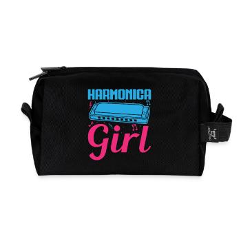 Funny Harmonica Player Girl Harmonica - Recycelte Kulturtasche - Schwarz - Vorne
