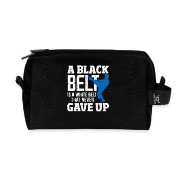A black belt is a white belt who never gave up - Recycled Toiletry Zip Bag - black - Front
