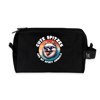 Lustige Spitz Sprüche - Recycelte Kulturtasche - Schwarz - Vorne