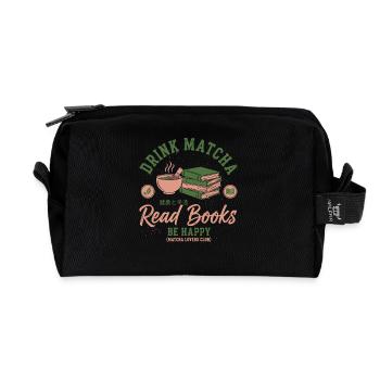 Drink Matcha Read Books Be Happy Matcha Tea Lover - Recycelte Kulturtasche - Schwarz - Vorne