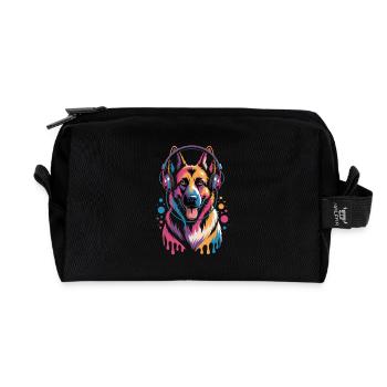 German Shepherd - Recycled Toiletry Zip Bag - black - Front