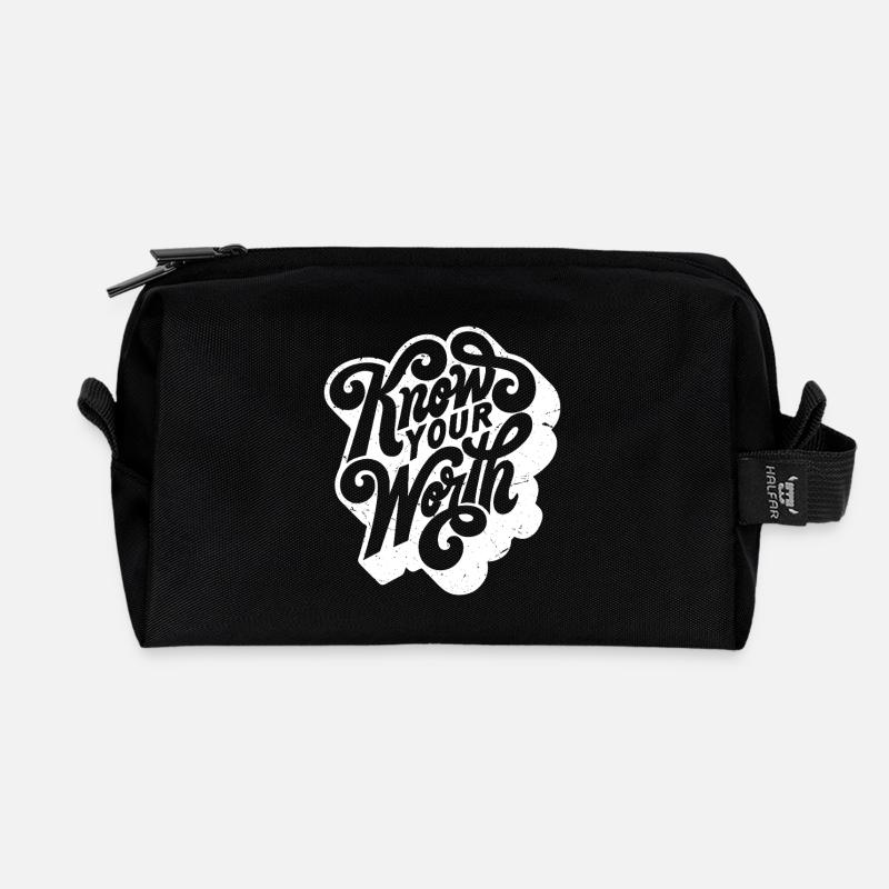 know your worth - Recycelte Kulturtasche - Schwarz