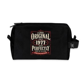 49th Birthday Gift Original Vintage 1977 - Recycled Toiletry Zip Bag - black - Front