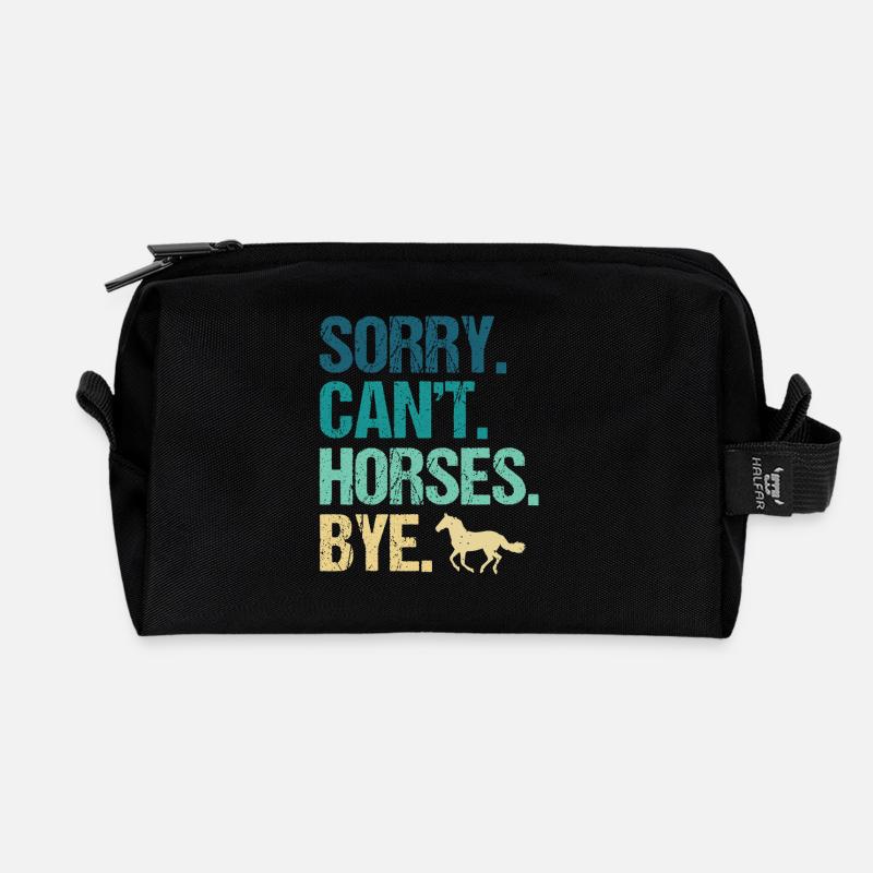 Sorry Can't Horses Bye - Recycled Toiletry Zip Bag - black