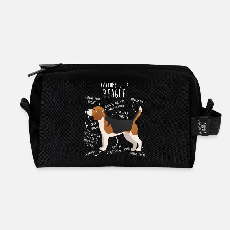 Anatomie des Beagle-Hundes - Recycelte Kulturtasche - Schwarz