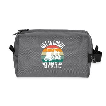 Retro Golf Cart Sonnenuntergang - Recycelte Kulturtasche - Anthrazit - Vorne