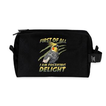 Perroquet oiseau calopsitte Nymphicus hollandicus - Trousse de toilette en tissu recyclé - noir - Devant