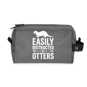 Otter Sayings Water Marten Funny Otter Gift - Recycled Toiletry Zip Bag - anthracite - Front