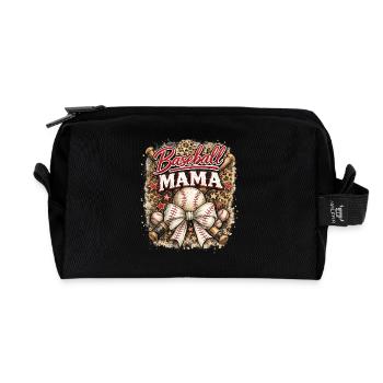 Baseball Mom Bow Leopard Mother's Day Sports - Recycled Toiletry Zip Bag - black - Front
