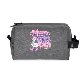 Mama of the Silly Goose – Groovy Retro Style - Recycled Toiletry Zip Bag - anthracite - Front