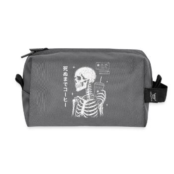 Kaffee Skelett Japan Style Shirt - Recycelte Kulturtasche - Anthrazit - Vorne
