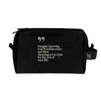 La vraie liberté existe de 9h à 17h Des entrepreneurs libres - Trousse de toilette en tissu recyclé - noir - Devant