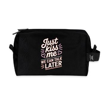 Just Kiss Me Talk Later Küss Mich JGA Single Party - Recycelte Kulturtasche - Schwarz - Vorne