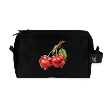 cherry - Recycled Toiletry Zip Bag - black - Front