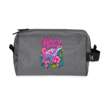 Tortue Sur Ça Mignonne Fleur de Tortue - Trousse de toilette en tissu recyclé - anthracite - Devant