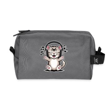 Cat Music - Recycled Toiletry Zip Bag - anthracite - Front