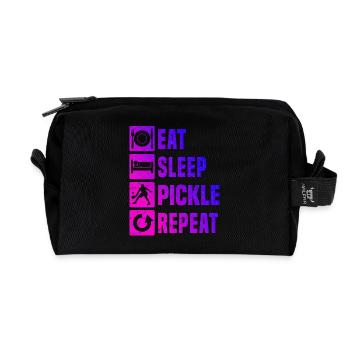 Pickleball Scene Idea for Pickleball Player Fans - Recycled Toiletry Zip Bag - black - Front