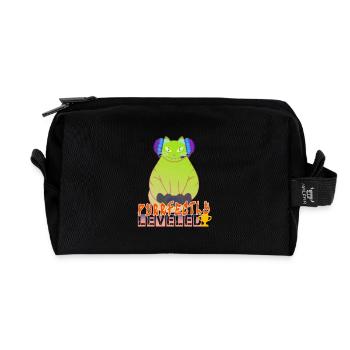 Purrfectly Leveled Gaming Cat - Recycled Toiletry Zip Bag - black - Front