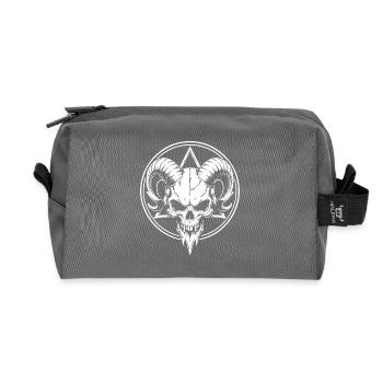 Schädel mit Hörner Widder Totenkopf - Recycelte Kulturtasche - Anthrazit - Vorne