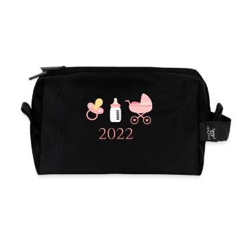 Baby 2022 Geburt Mädchen rosa Familie - Recycelte Kulturtasche - Schwarz - Vorne