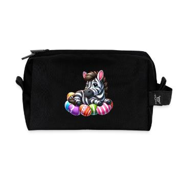 Süßes Zebra Osterei Cartoon Ostern - Recycelte Kulturtasche - Schwarz - Vorne