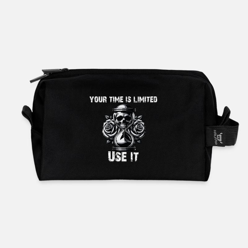 Your time is limited Skull - Recycelte Kulturtasche - Schwarz