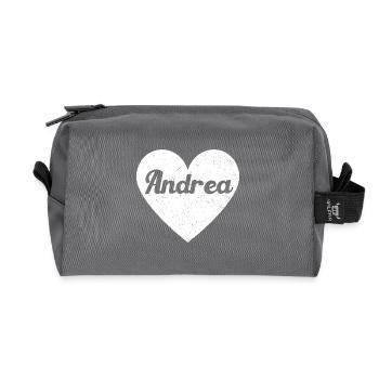 Andrea Nom Grand Coeur Amour Cadeau Graphique - Trousse de toilette en tissu recyclé - anthracite - Devant
