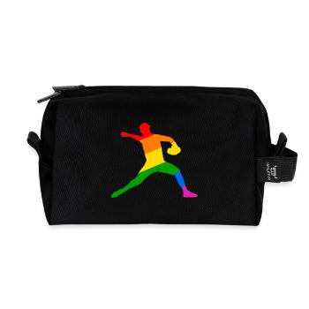Regenbogen Baseball Player Geschenk - Recycelte Kulturtasche - Schwarz - Vorne