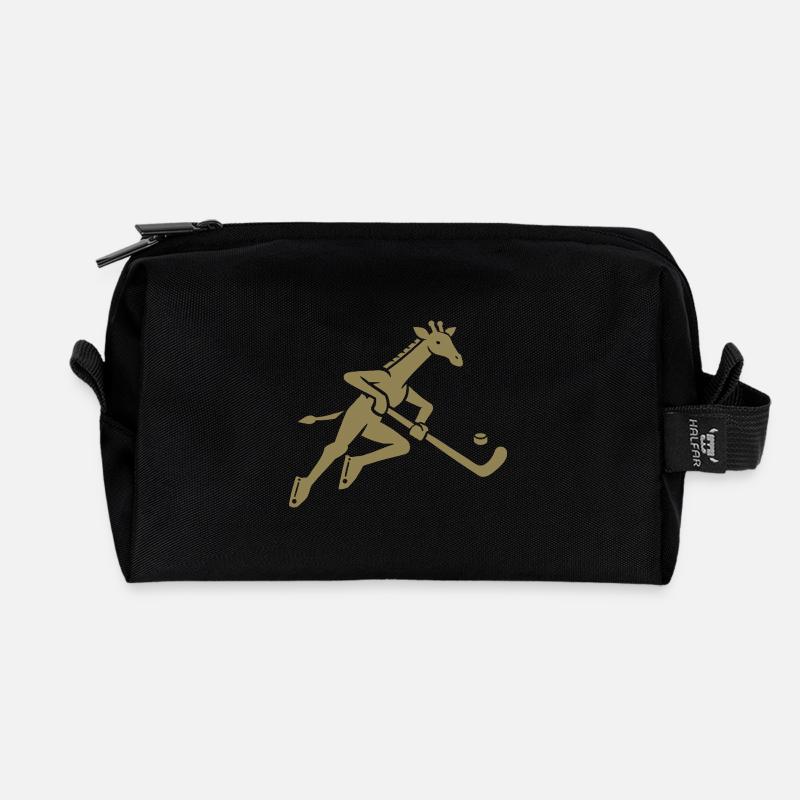 Giraffe Eishockey Silhouette Minimalistisch - Recycelte Kulturtasche - Schwarz
