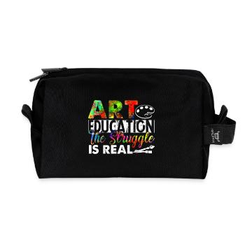 Art Teacher Art Education The Struggle Is Real - Recycled Toiletry Zip Bag - black - Front