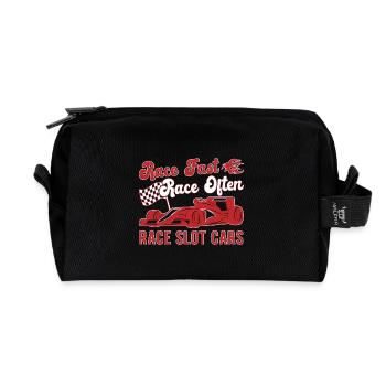 Racetrack Race Fast Race Often Race Slot Cars - Recycelte Kulturtasche - Schwarz - Vorne