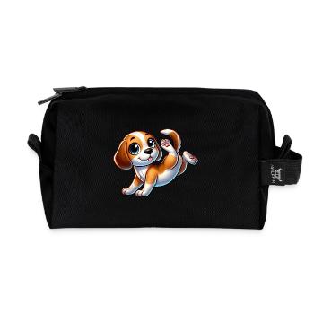 Süßer Beagle Handstand Breakdance Sport Cartoon - Recycelte Kulturtasche - Schwarz - Vorne