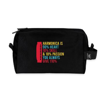 Funny Harmonica Player Heart Skill Passion - Recycelte Kulturtasche - Schwarz - Vorne