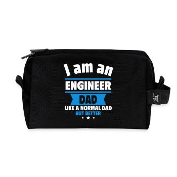 Papa Ingenieur, Vatertagsgeschenk - Recycelte Kulturtasche - Schwarz - Vorne