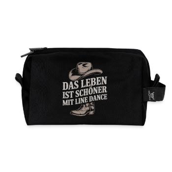 Das Leben ist schöner mit Linedance - Recycelte Kulturtasche - Schwarz - Vorne