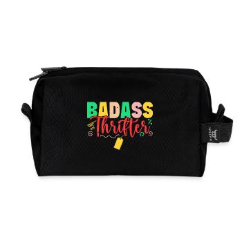Thrift Shopper Badass Thrifter Thrift Store - Recycelte Kulturtasche - Schwarz - Vorne